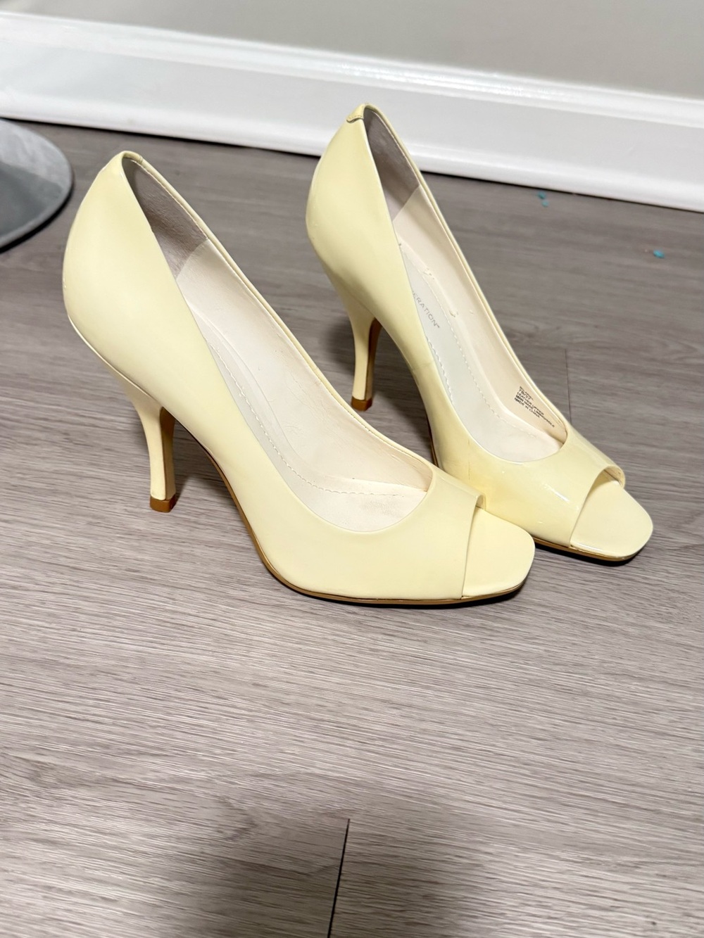 BCBG Generation Classic Peep-Toe High Heels in Pale Yellow - Women's Dress Pumps